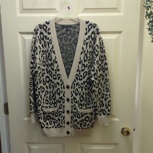Banana Republic Leopard Print Cardigan - Cream and Black